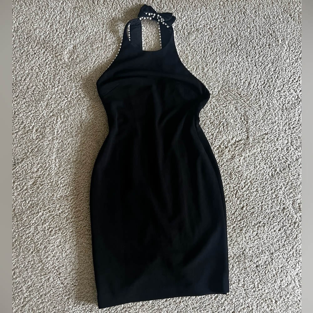 Badgley Mischka Black Halter Bodycon Dress